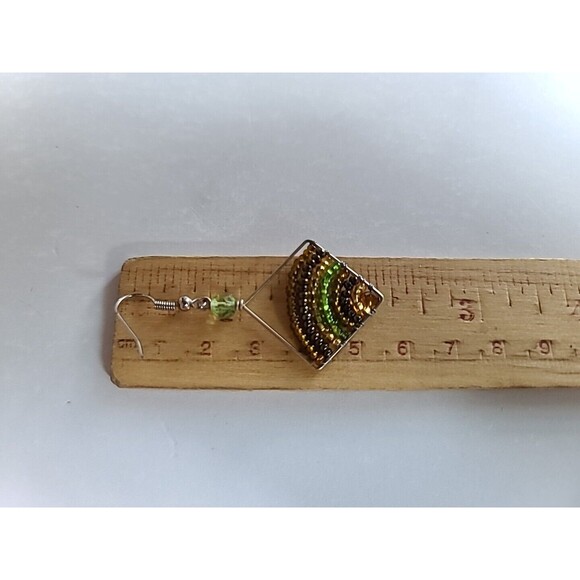 Beaded Dangling Pierced Earrings Vintage - Picture 9 of 10